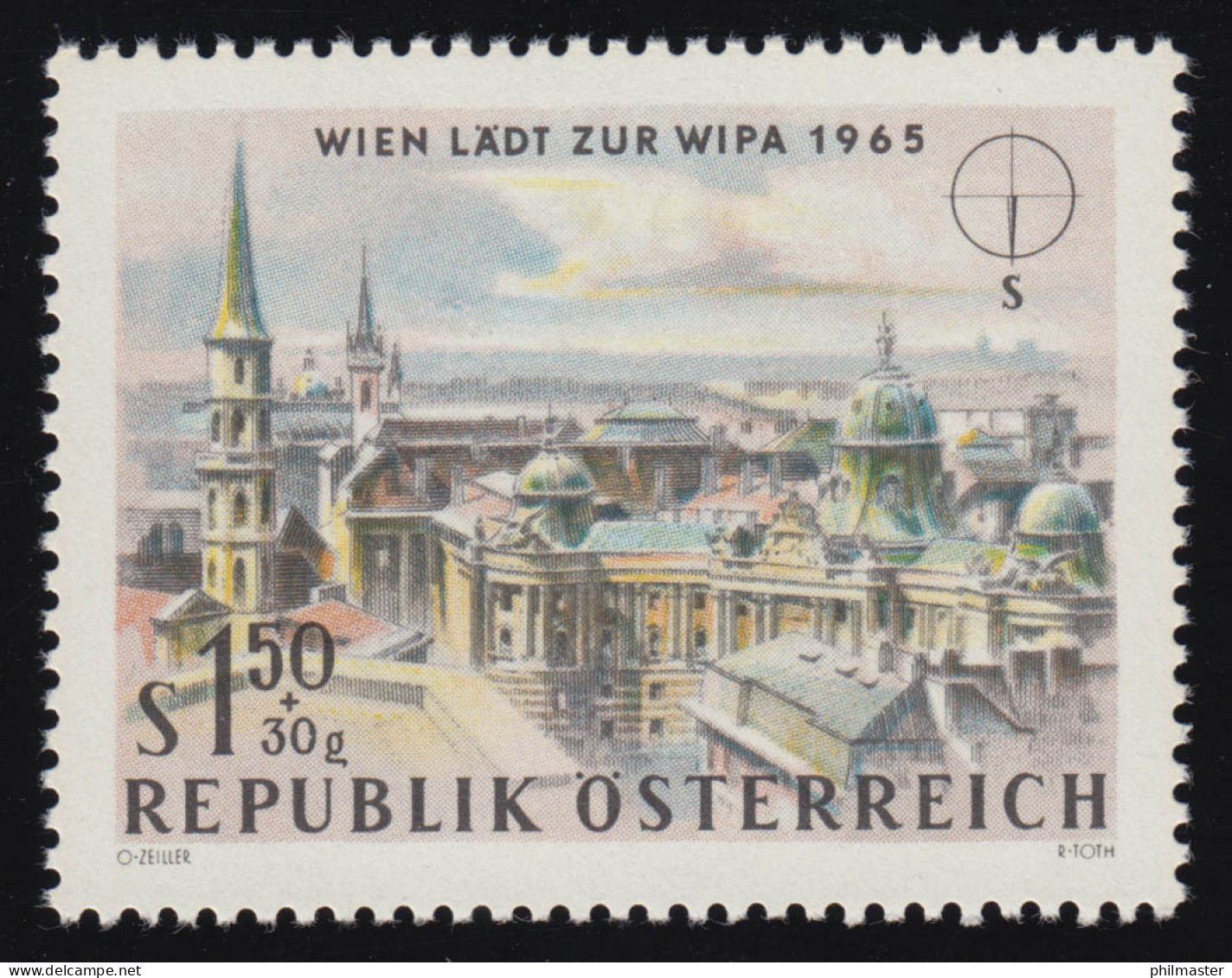 1170 WIPA 1965 Wien, Blick N. S: Hofburg + Michaelerkirche, 1.50 S + 30 G, ** - Ungebraucht