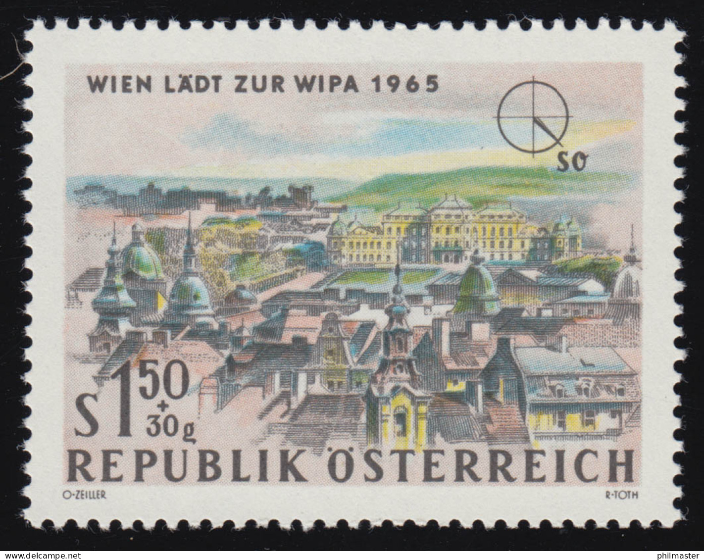 1169 WIPA 1965 Wien, Blick N. SO: Schloss Belvedere, 1.50 S + 30 G, Postfrisch** - Ongebruikt