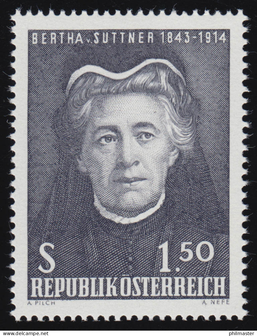 1199 60. Jahrestag Nobelpreisverl., Bertha Von Suttner, 1.50 S, Postfrisch ** - Nuevos