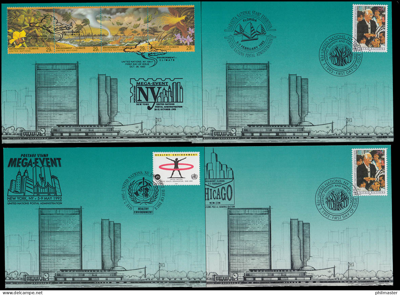 UNO New York Show Cards Jahrgang 1993, Set Nummer 10-13 Komplett - Autres & Non Classés