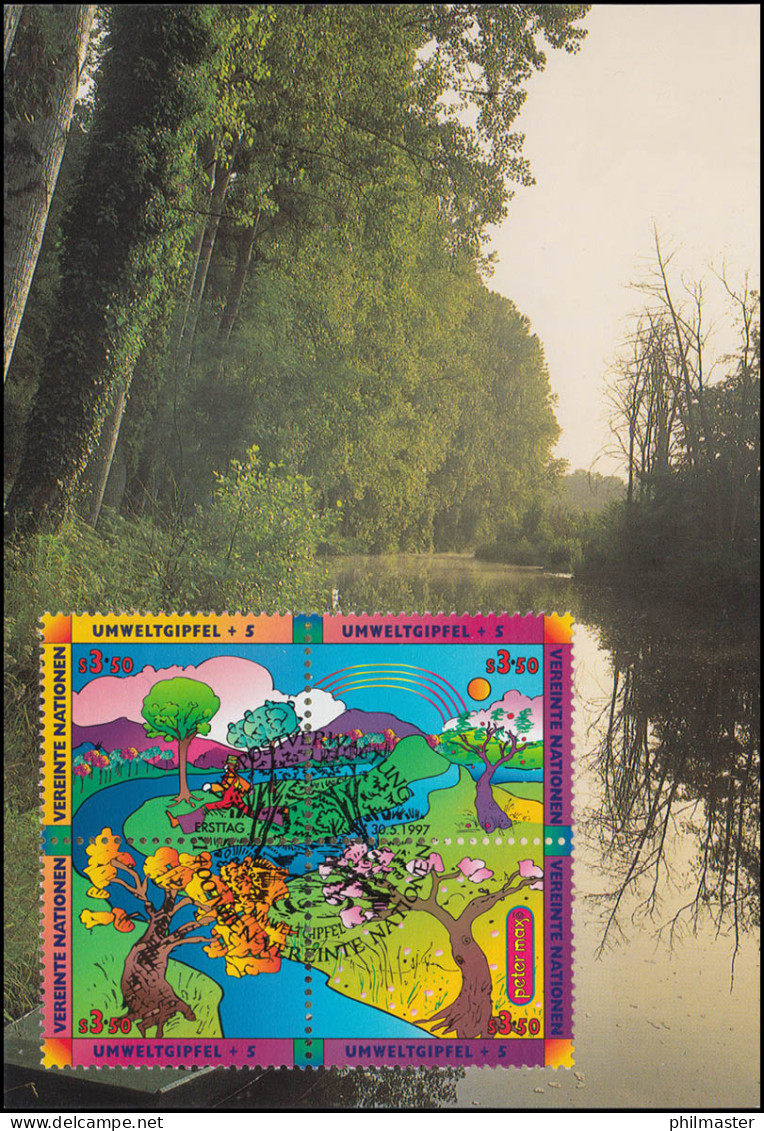 MK 52 Von UNO Wien 226-229 Ökosystem Fluss Und Wald 1997, Amtliche Maximumkarte - Andere & Zonder Classificatie