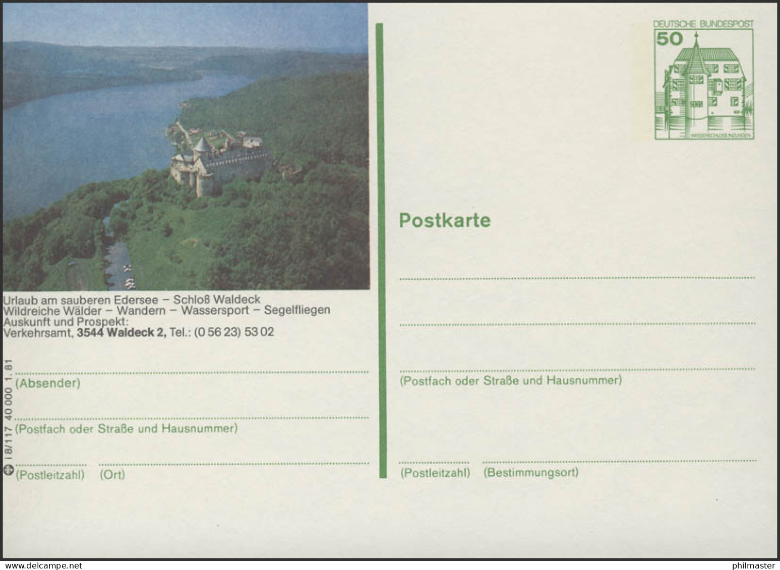 P134-i8/117 3544 Waldeck/Hessen - Schloß ** - Geïllustreerde Postkaarten - Ongebruikt