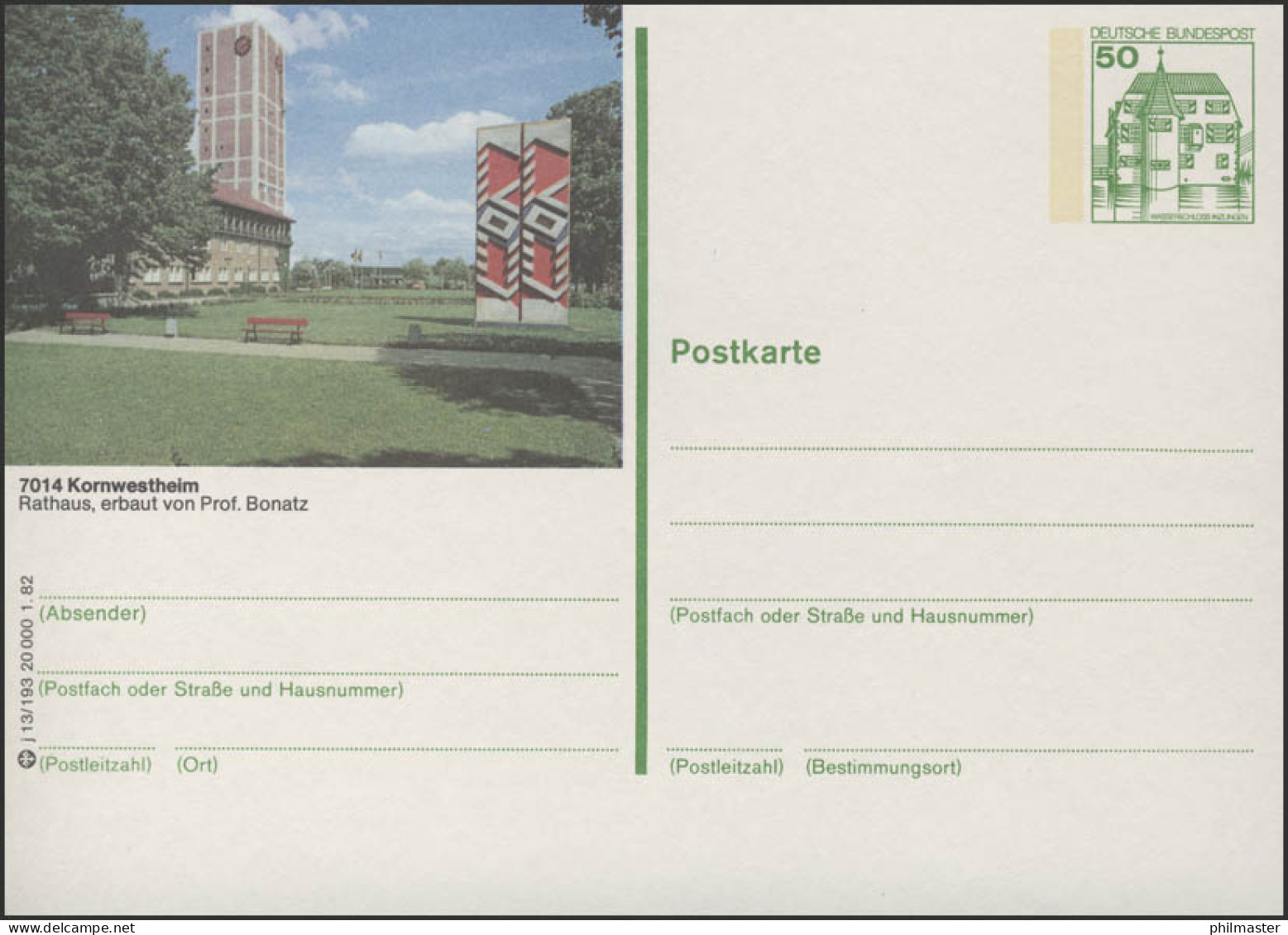 P134-j13/193 7014 Kornwestheim - Rathaus ** - Geïllustreerde Postkaarten - Ongebruikt