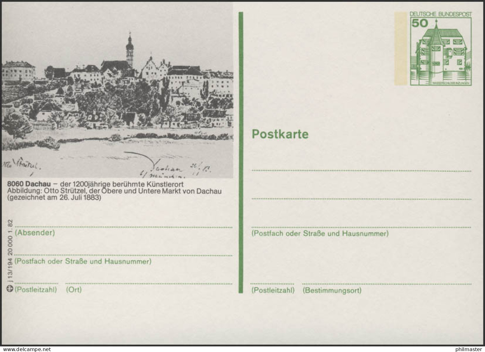 P134-j13/194 8060 Dachau - Stadtansicht ** - Cartoline Illustrate - Nuovi