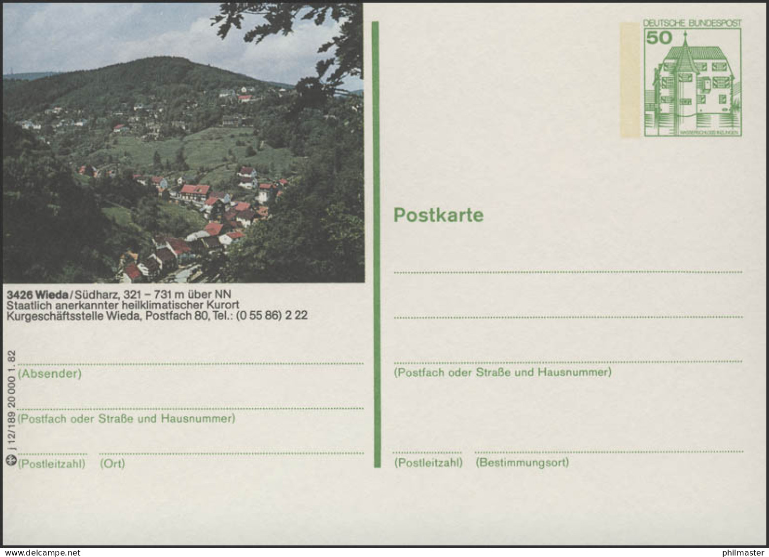 P134-j12/189 3426 Wieda - Blick über Den Kurort ** - Illustrated Postcards - Mint