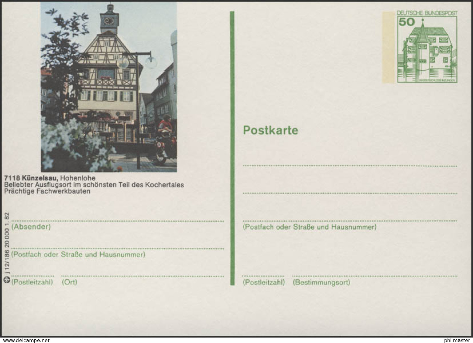 P134-j12/186 7118 Künzelsau - Rathaus ** - Illustrated Postcards - Mint