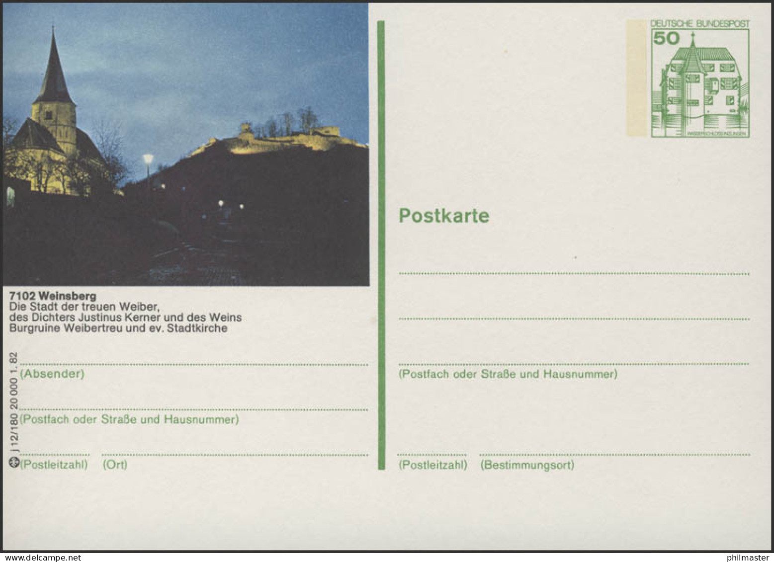 P134-j12/180 7102 Weinsberg - Burgruine Weibertreu ** - Illustrated Postcards - Mint