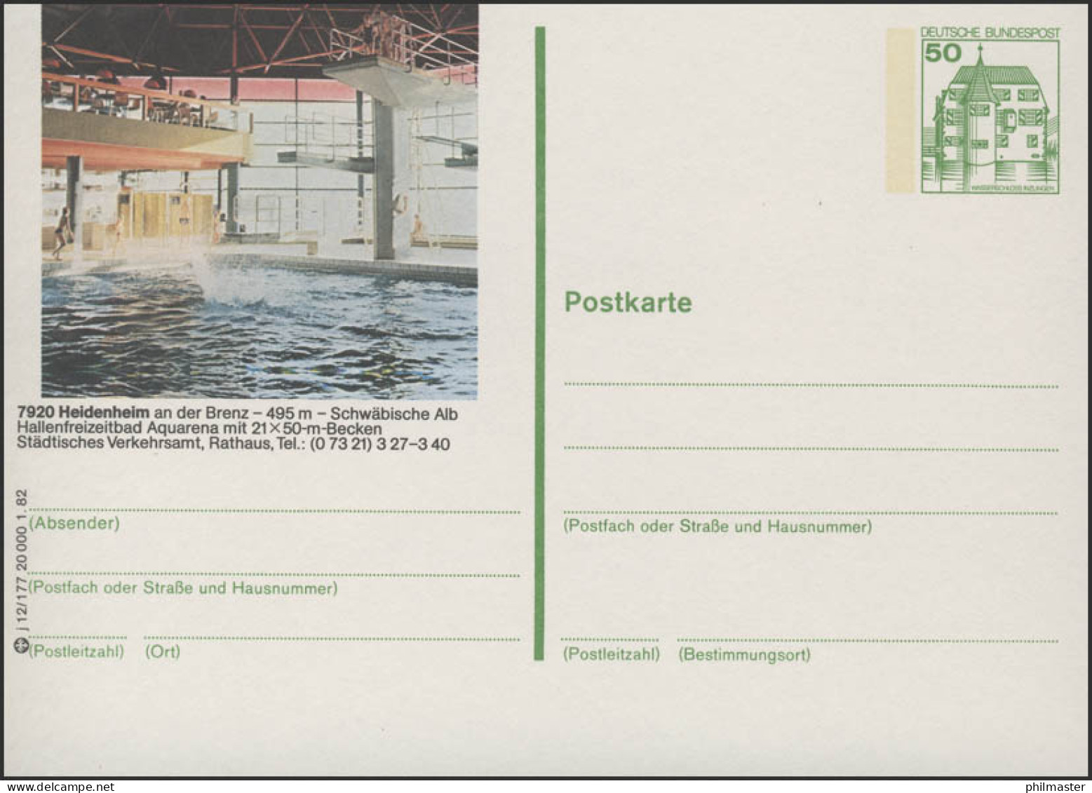 P134-j12/177 7920 Heidenheim - Hallenbad/Springbecken ** - Cartes Postales Illustrées - Neuves