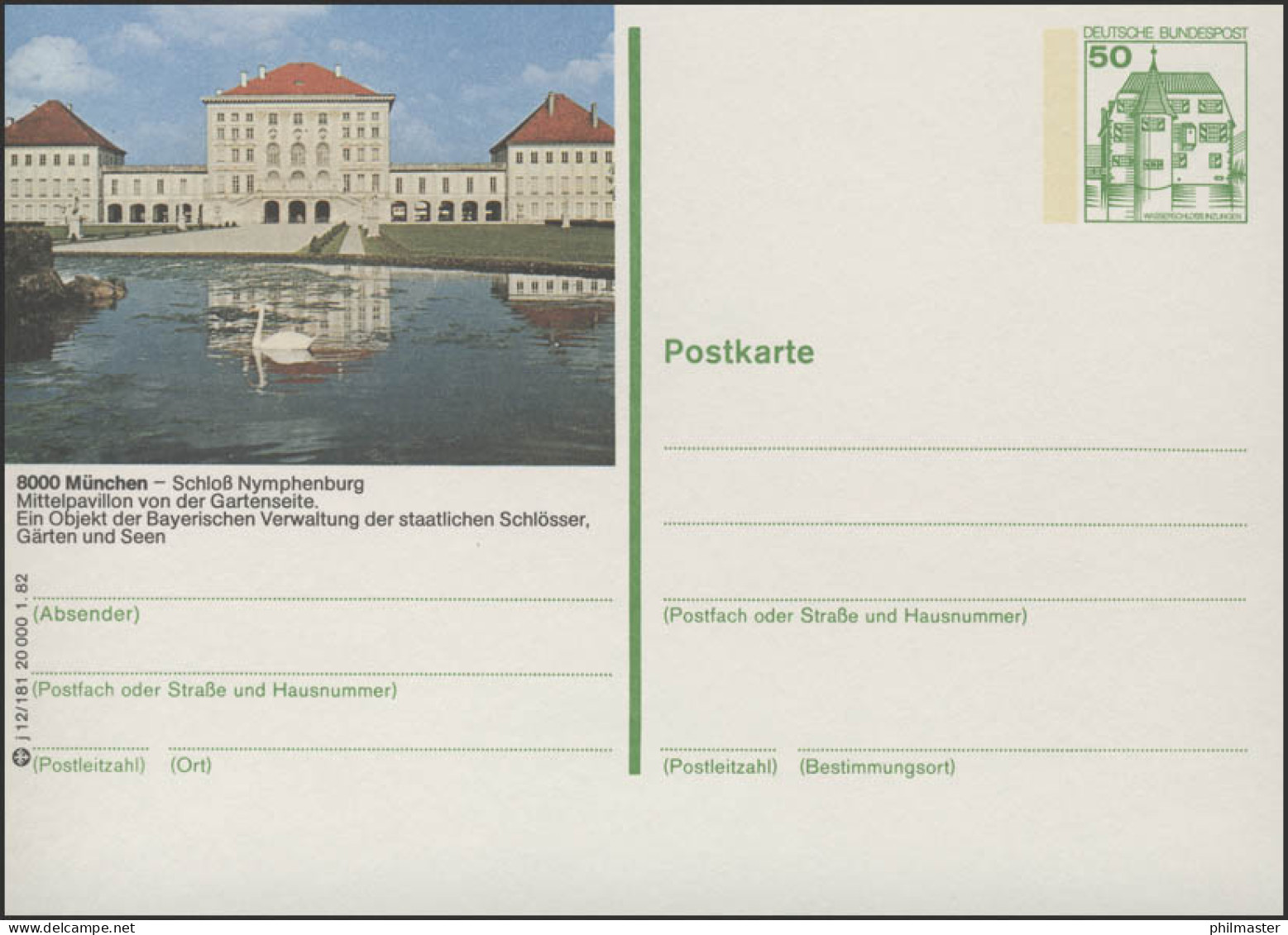 P134-j12/181 8000 München - Schloß Nymphenburg ** - Illustrated Postcards - Mint