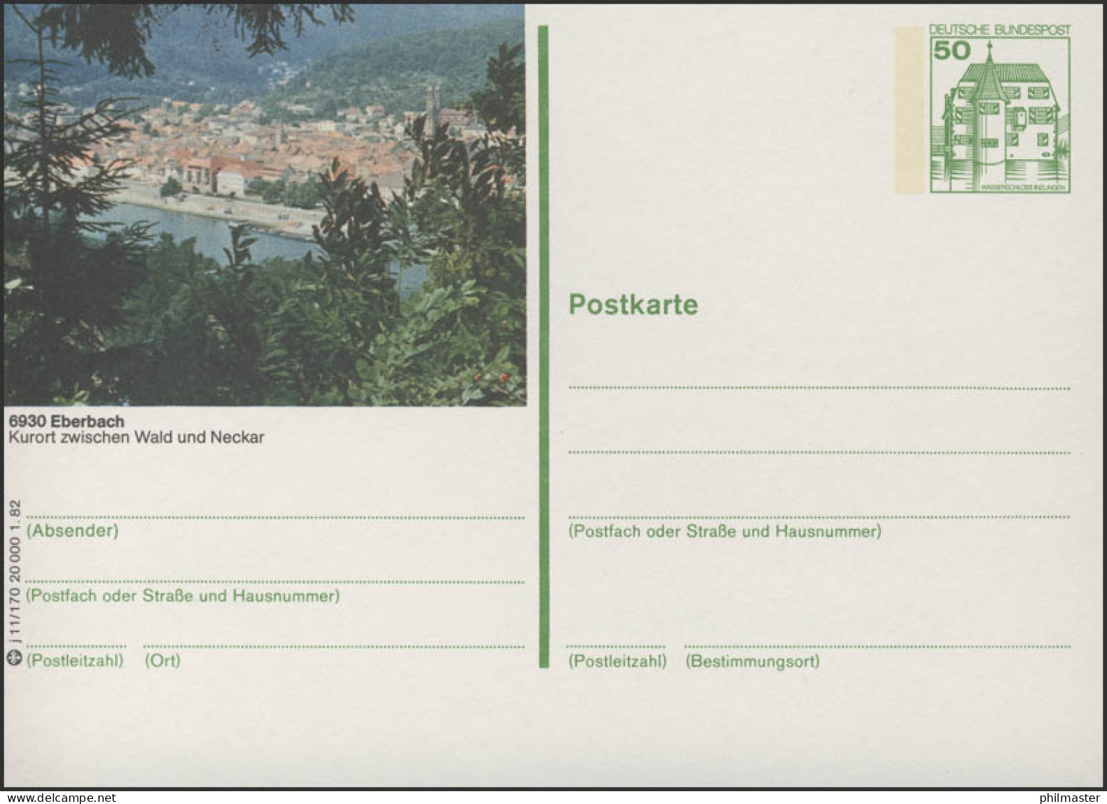 P134-j11/170 6930 Eberbach - Stadtpanorama ** - Illustrated Postcards - Mint