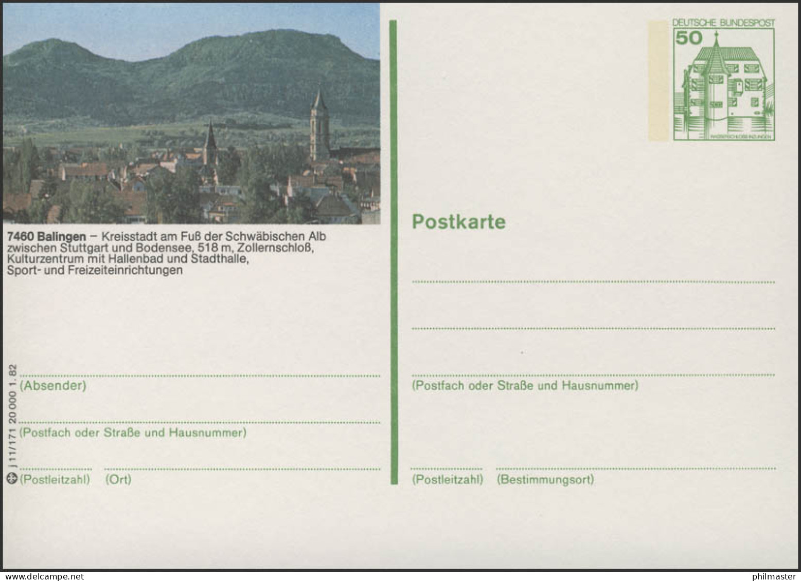 P134-j11/171 7460 Balingen - Stadtansicht ** - Illustrated Postcards - Mint