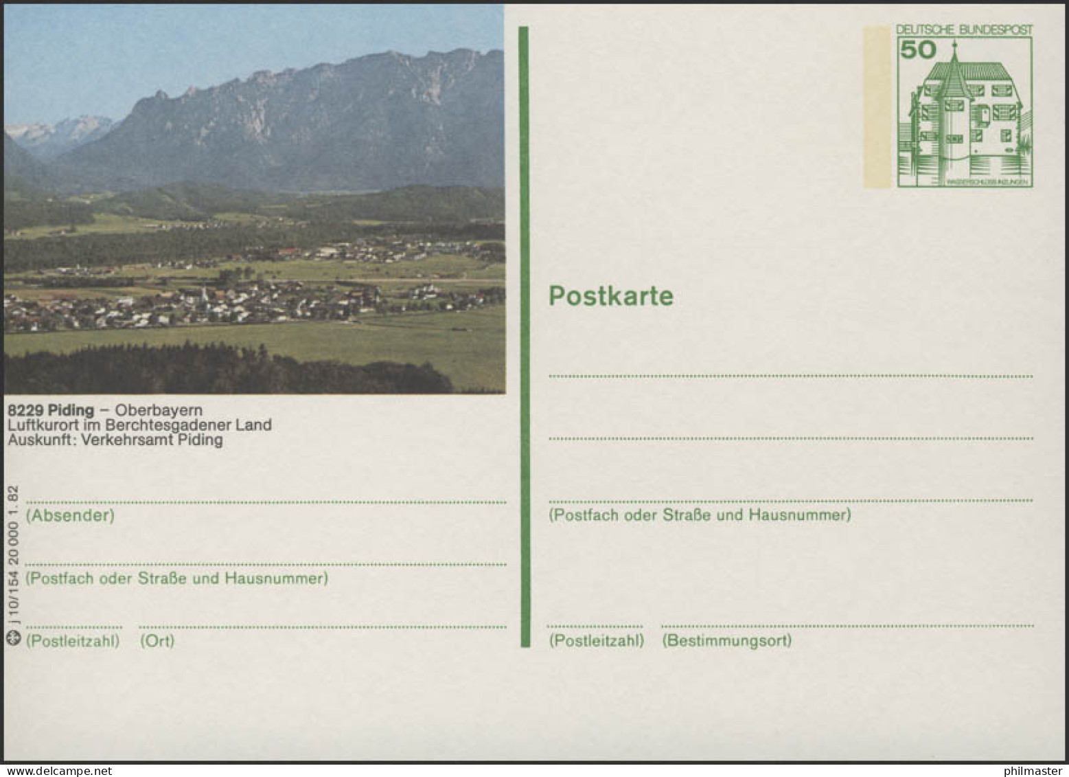 P134-j10/154 8235 Piding - Ortsansicht Und Berge ** - Cartoline Illustrate - Nuovi
