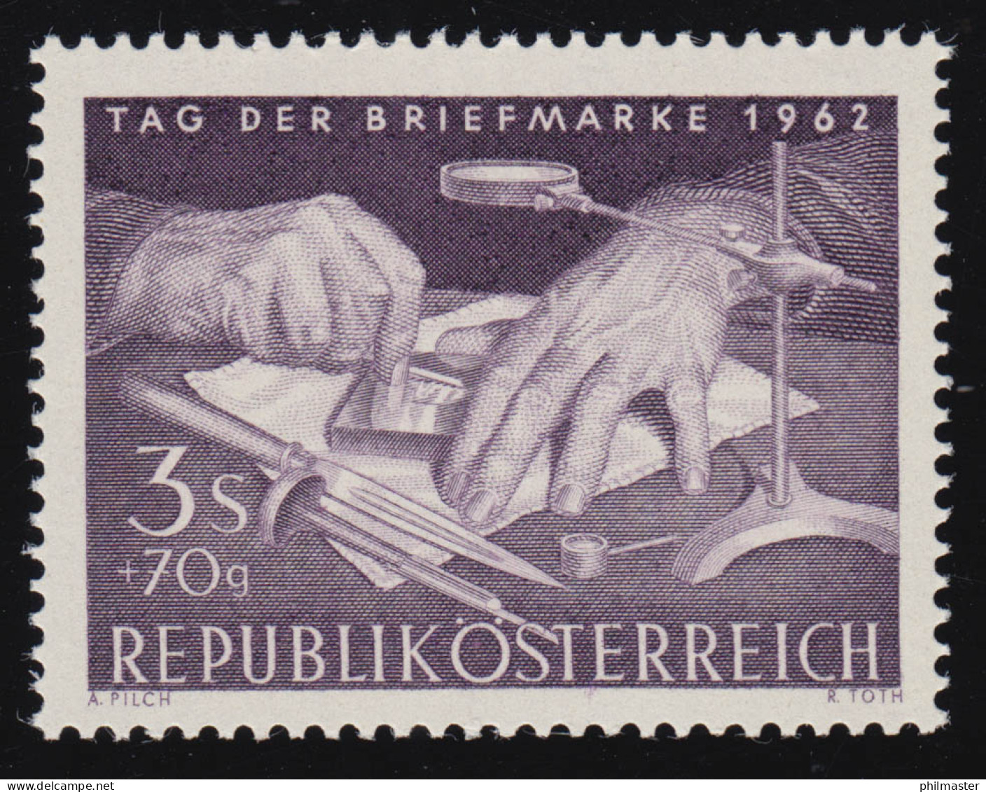 1127 Tag D. Briefmarke, Hände Eines Markenstechers Bei Der Arbeit, 3 S + 70 G,** - Unused Stamps