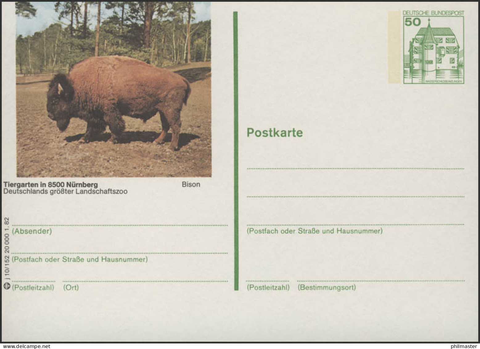 P134-j10/152 8500 Nürnberg - Tiergarten: Bison ** - Illustrated Postcards - Mint