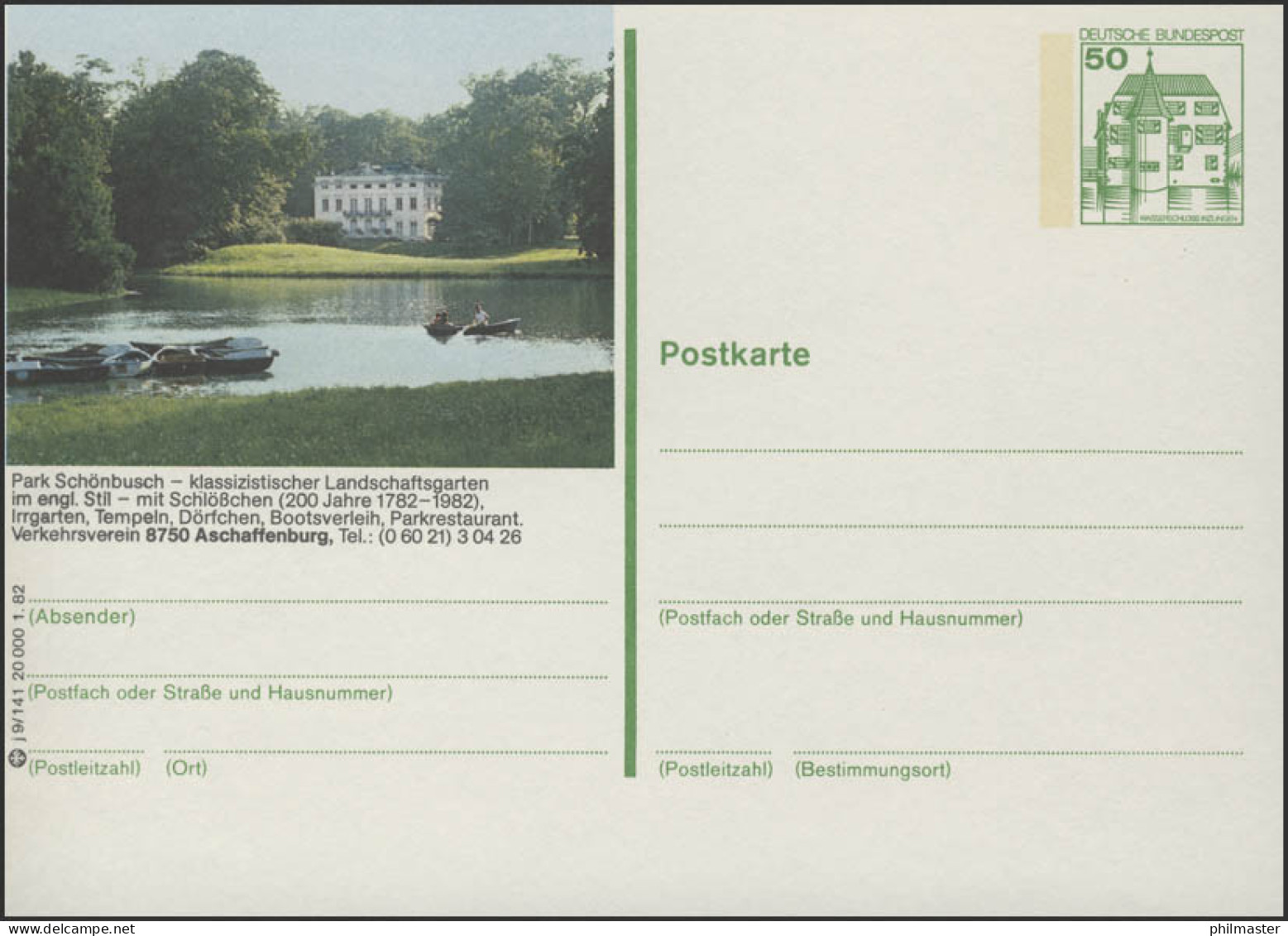 P134-j9/141 8750 Aschaffenburg - Schlößchen Schönbusch ** - Cartoline Illustrate - Nuovi