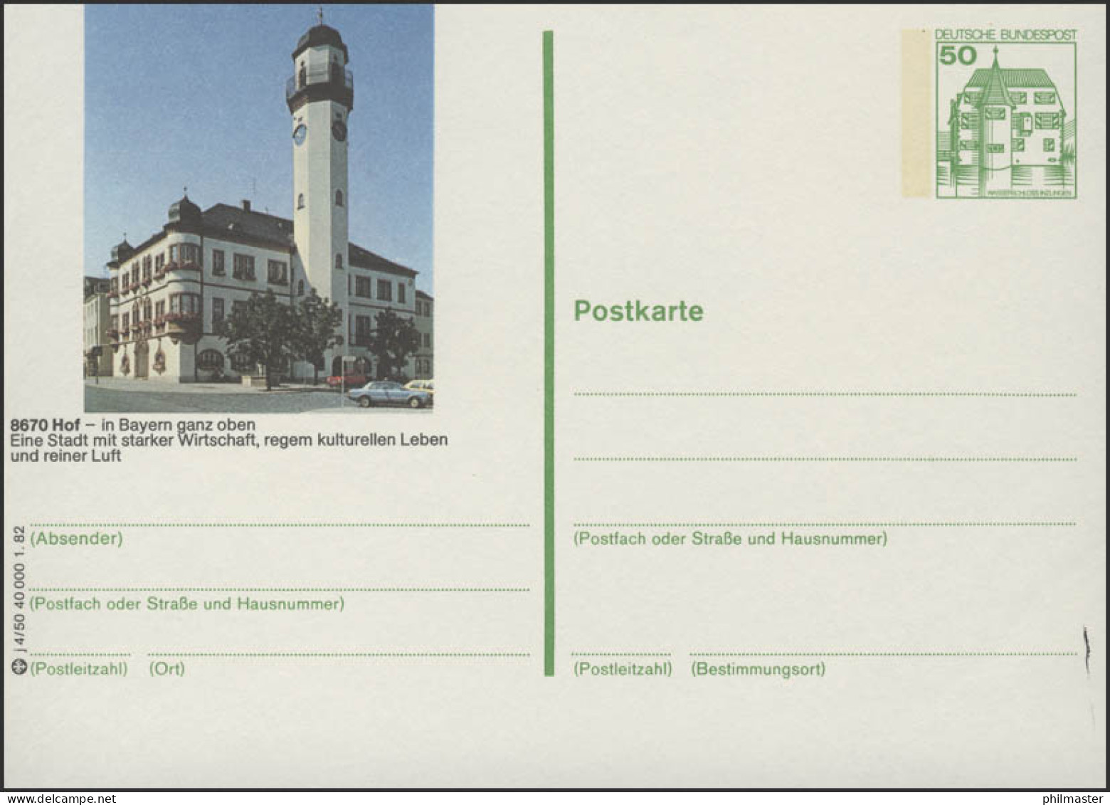 P134-j4/050 8670 Hof - Rathaus ** - Illustrated Postcards - Mint