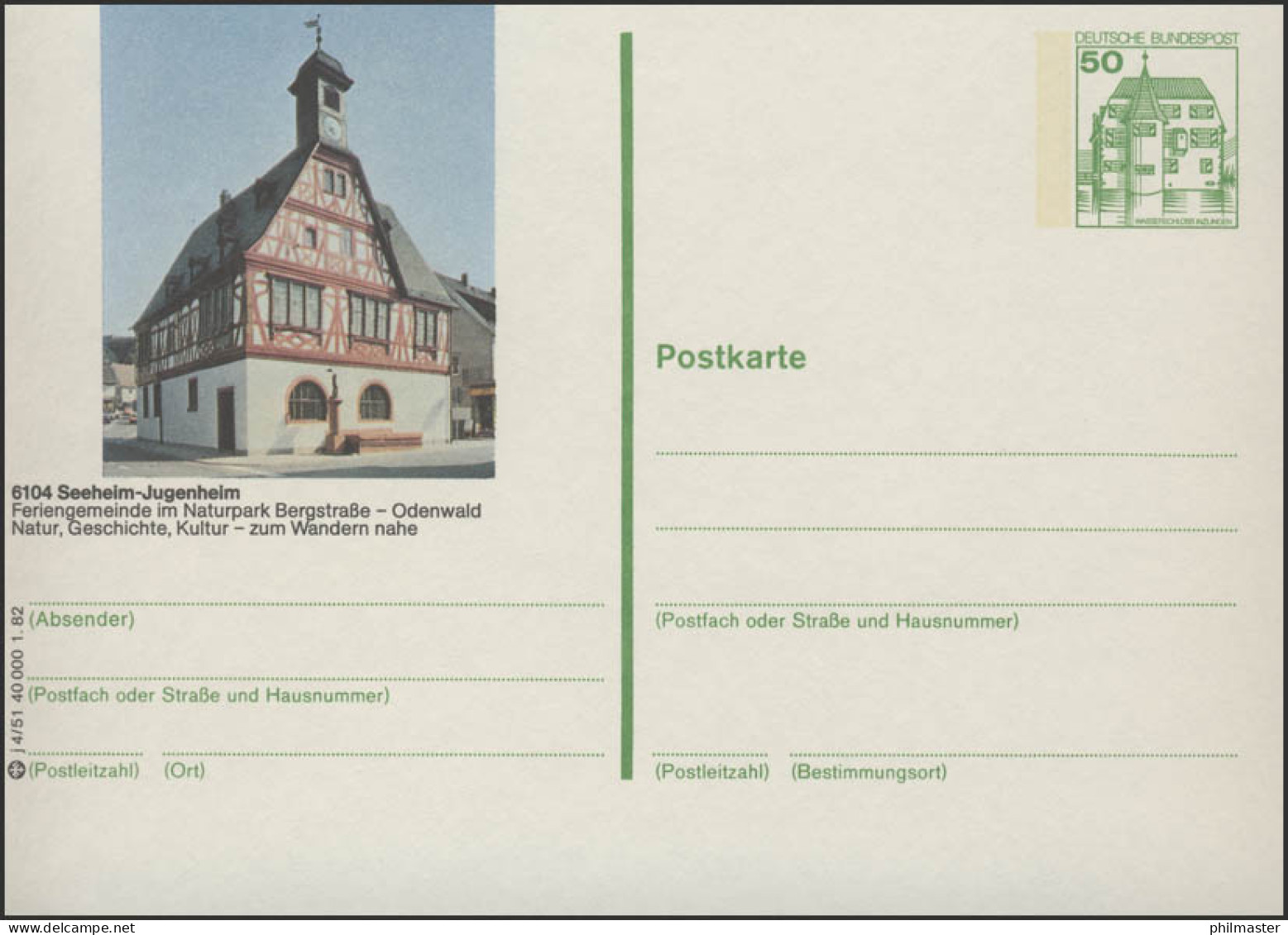 P134-j4/051 6104 Seeheim-Jugenheim - Rathaus ** - Cartes Postales Illustrées - Neuves