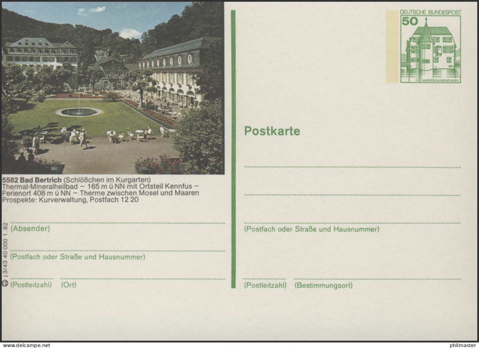 P134-j3/043 5582 Bad Bertrich - Schlößchen Kurgarten ** - Geïllustreerde Postkaarten - Ongebruikt
