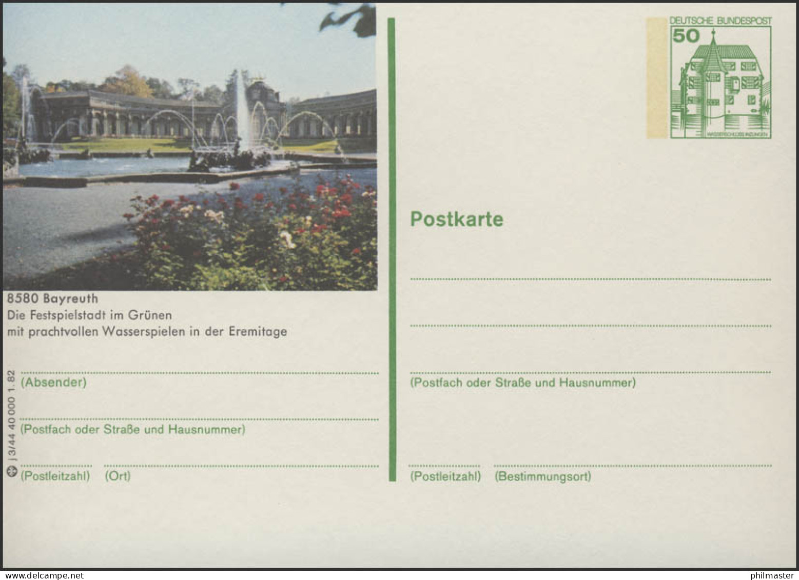 P134-j3/044 8580 Bayreuth - Wasserspiele Eremitage ** - Cartoline Illustrate - Nuovi