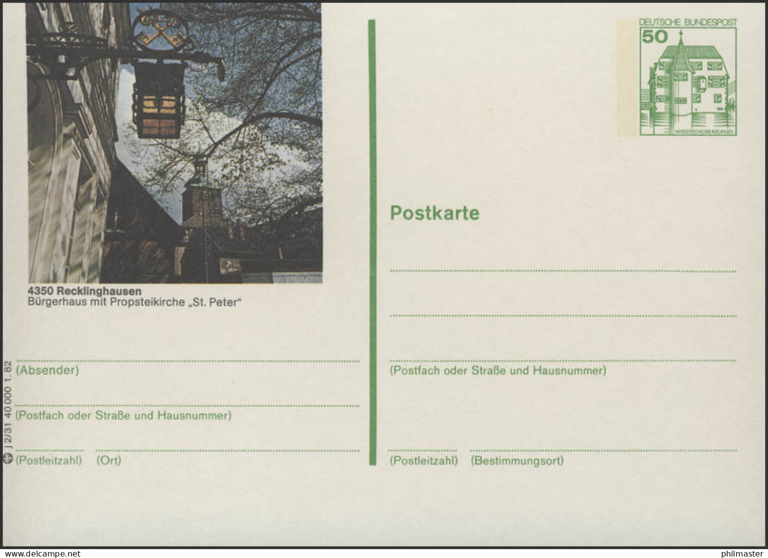 P134-j2/031 4350 Recklinghausen - Bügerhaus Kirche ** - Geïllustreerde Postkaarten - Ongebruikt