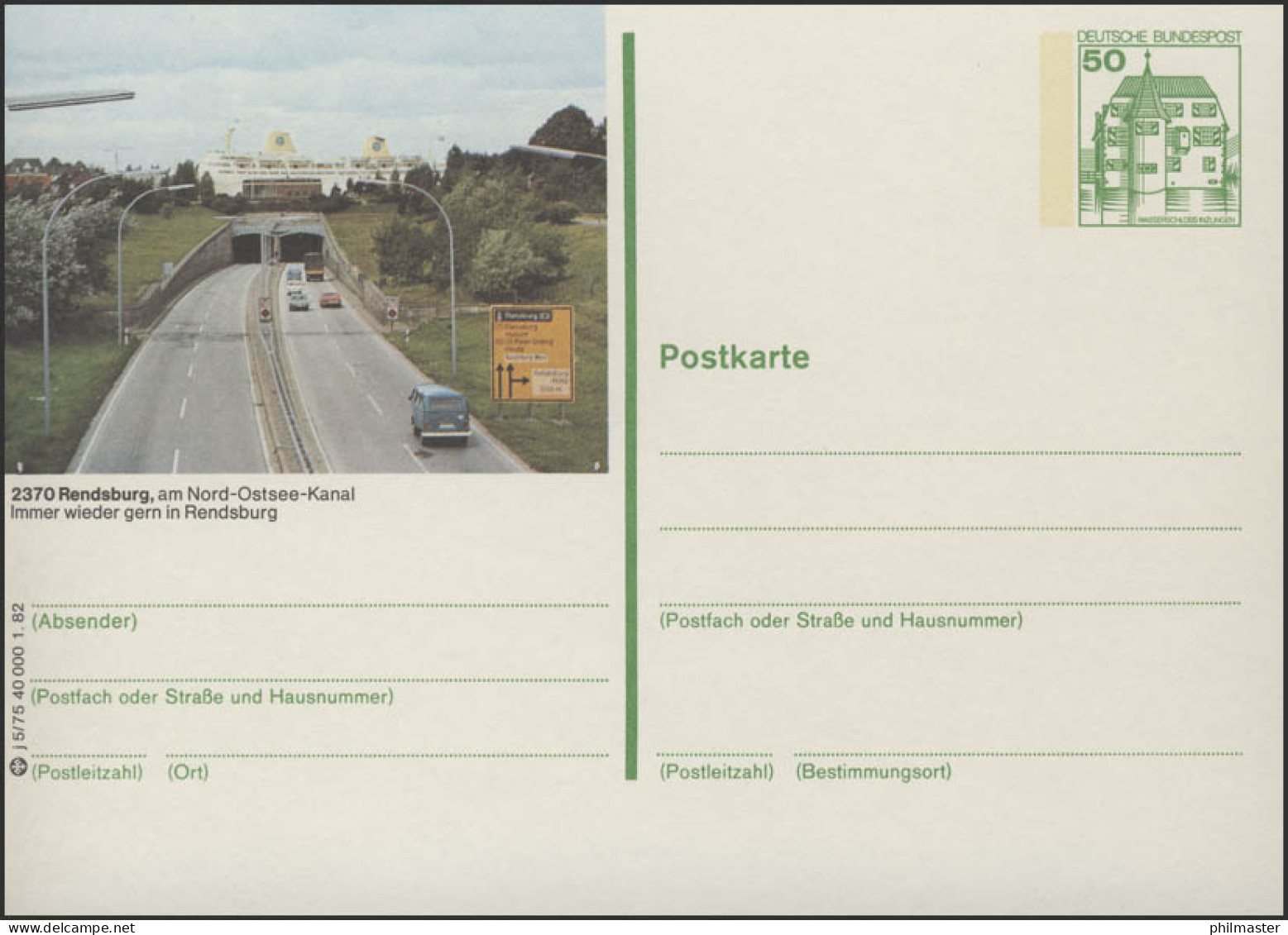 P134-j5/075 2370 Rendsburg - Tunnel Mit Hochseeschiff ** - Cartes Postales Illustrées - Neuves