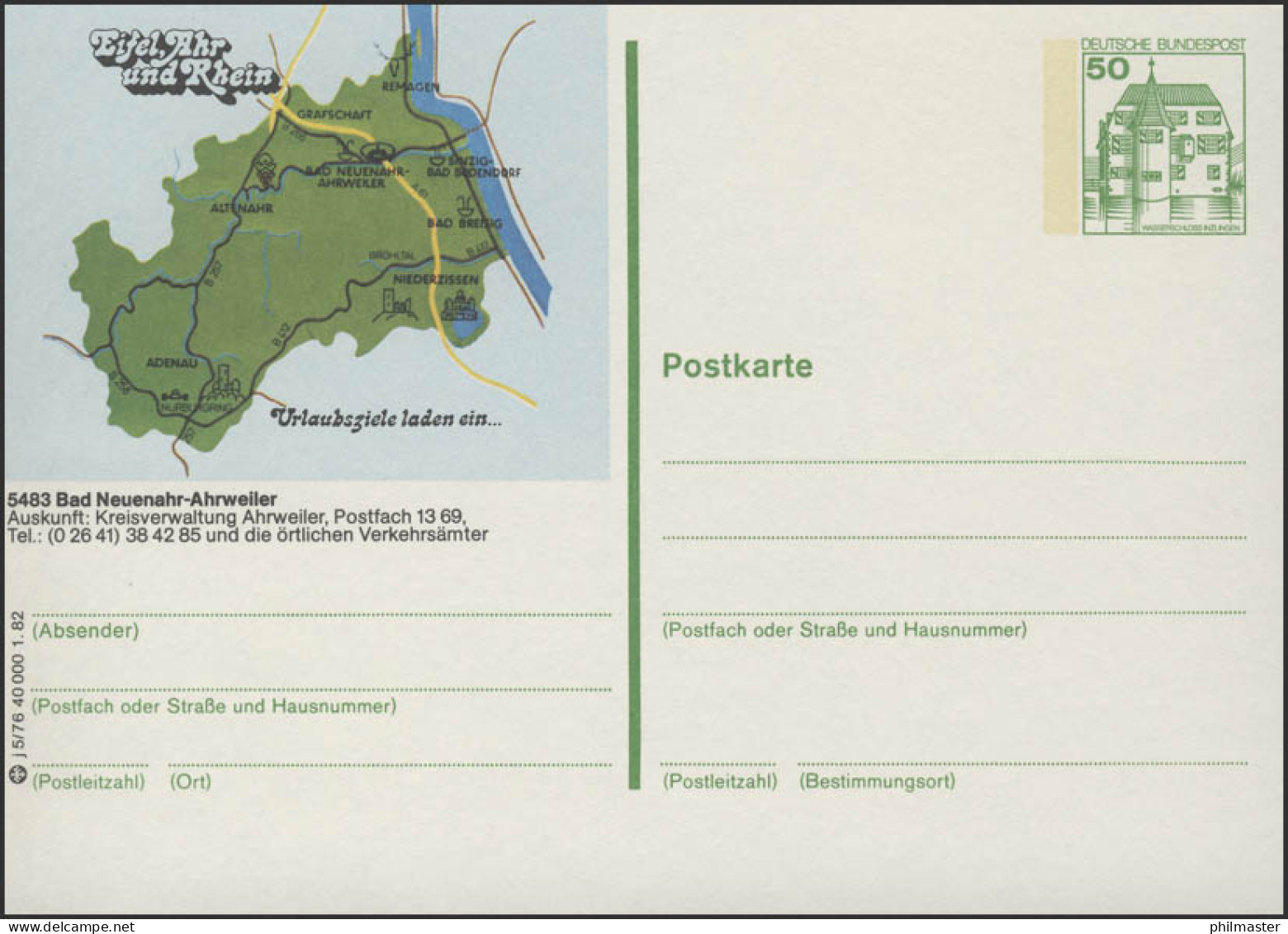 P134-j5/076 5483 Bad Neuenahr-Ahrweiler - Landkarte ** - Illustrated Postcards - Mint