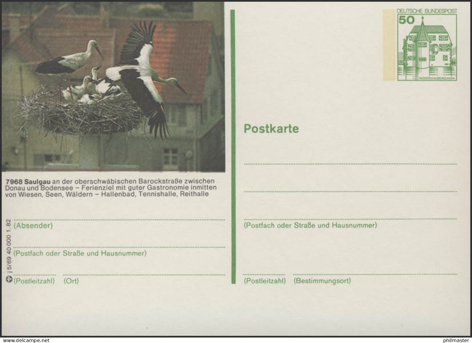 P134-j5/069 7968 Saulgau - Storchenkarte ** - Cartes Postales Illustrées - Neuves