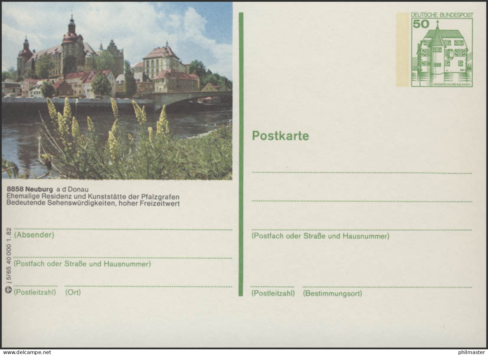 P134-j5/065 8858 Neuburg - Residenz Mit Donau ** - Illustrated Postcards - Mint