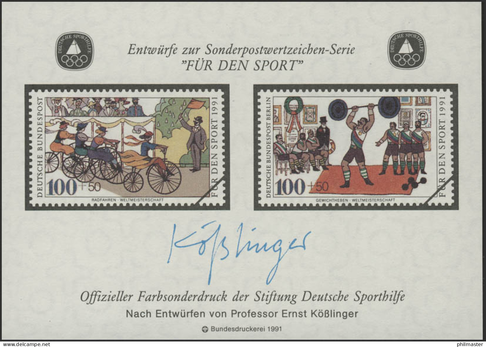 Sporthilfe Sonderdruck Entwerfer Kößlinger Radfahren Und Gewichtheben 1991 ** - Otros & Sin Clasificación