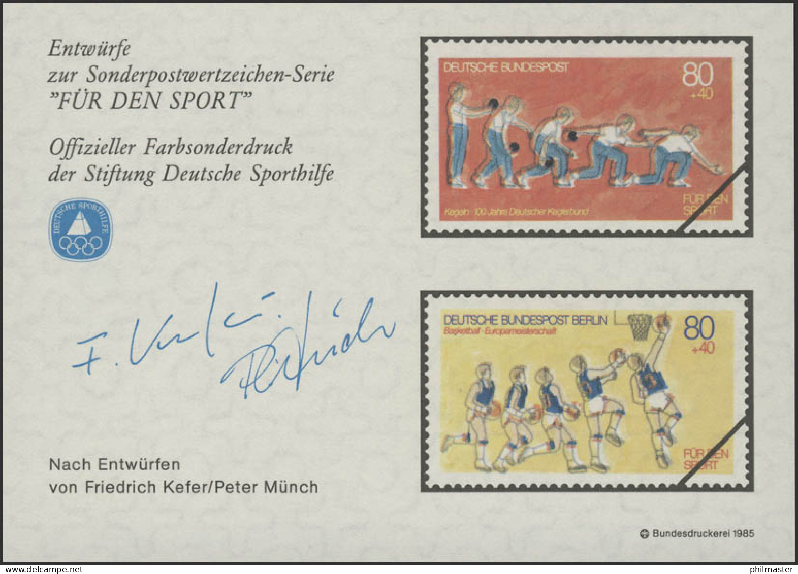 Sporthilfe Sonderdruck Kefer Und Münch Kegeln Und Basketball 1985 - Autres & Non Classés