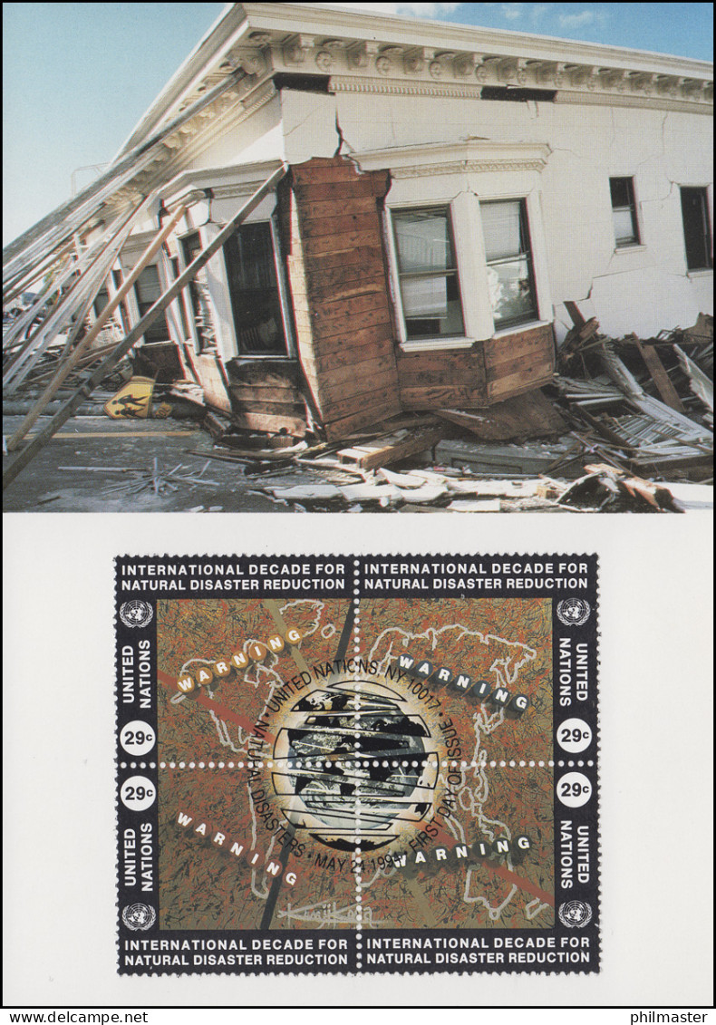 MK 25 Von UNO New York 671-674 Katastrophenvorbeugung 1994, Amtl. Maximumkarte - Autres & Non Classés