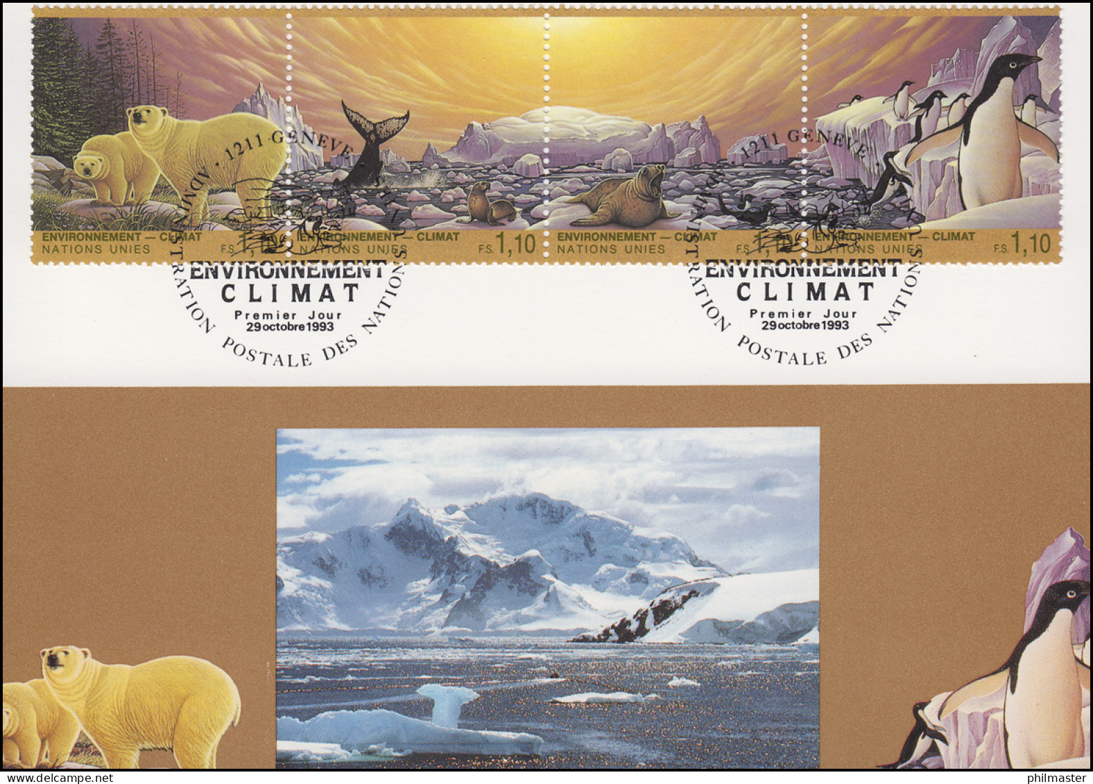MK 20 Von UNO Genf 239-242 Klimaveränderung 1993, Amtliche Maximumkarte - Sonstige & Ohne Zuordnung