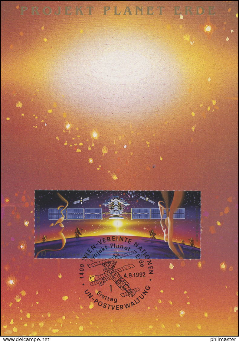 MK 9 Von UNO Wien 133-134 Weltraumjahr 1992, Amtliche Maximumkarte - Sonstige & Ohne Zuordnung