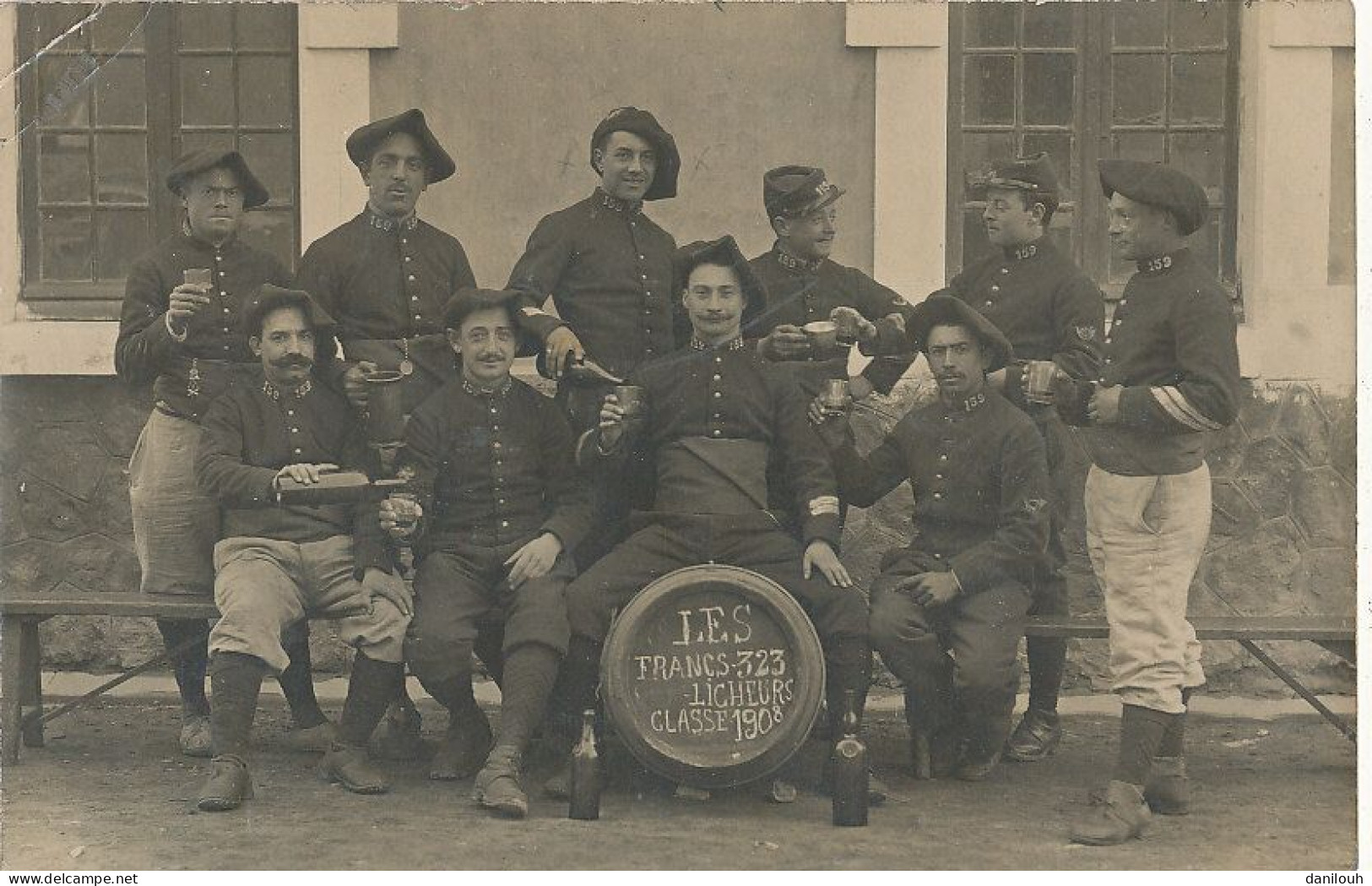 05 // BRIANCON   Carte Photo   159 Eme Chasseurs Alpins / Infanterie/ Les Francs 323 Licheurs Classe 1908 / MILITARIA * - Briancon