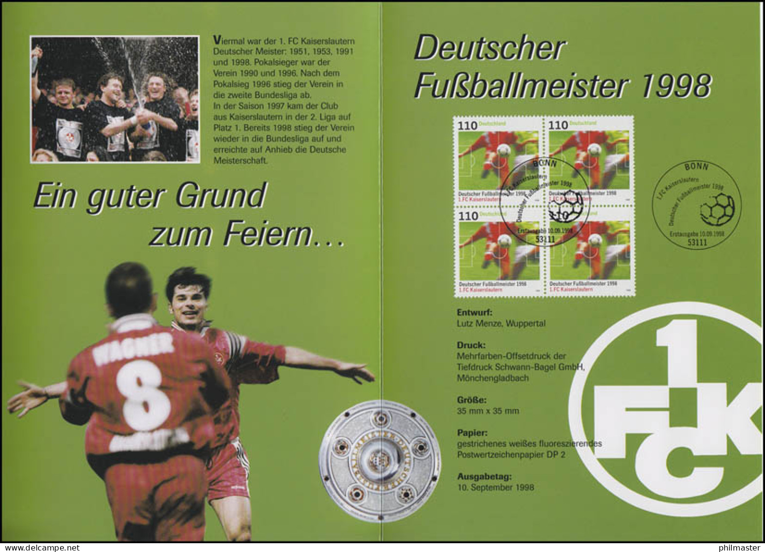 2010 Fußballmeister 1. FC Kaiserslautern - EB 4/1998 - Andere & Zonder Classificatie