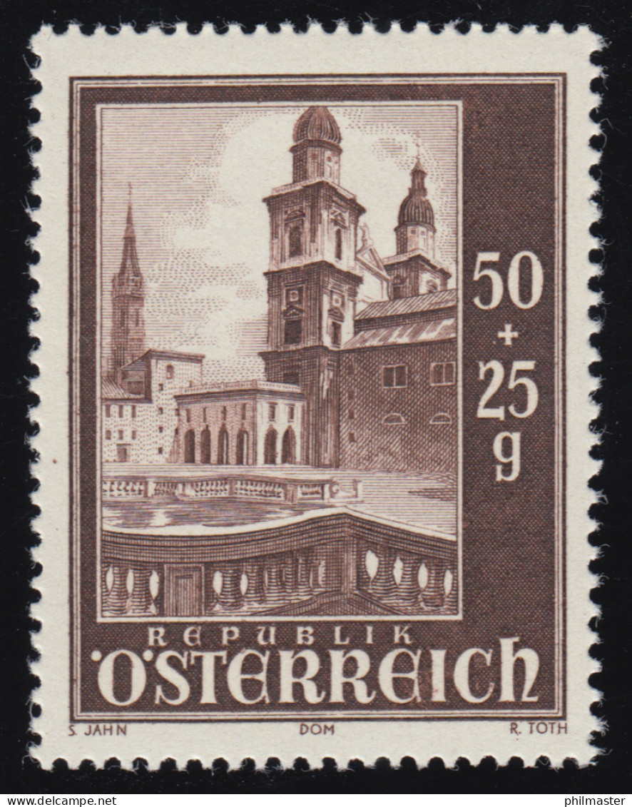 888 Wiederaufbau Salzburger Dom, Vorplatz, 50 G + 25 G, ** - Unused Stamps