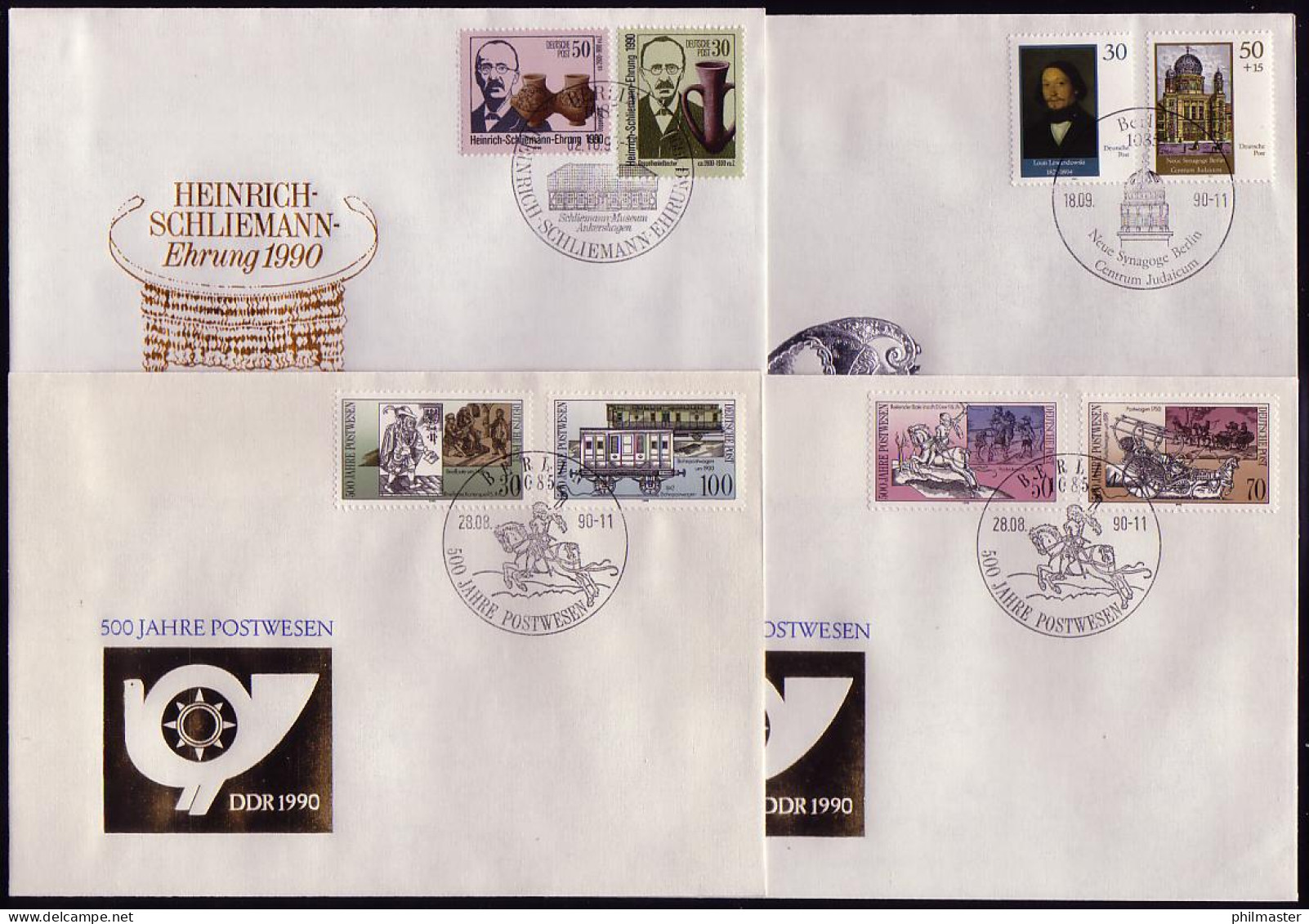 3344-3365 DDR-Jahrgang 1990 DM-Währung Komplett Auf 10 Blanko-Schmuck-FDCs - Annual Collections