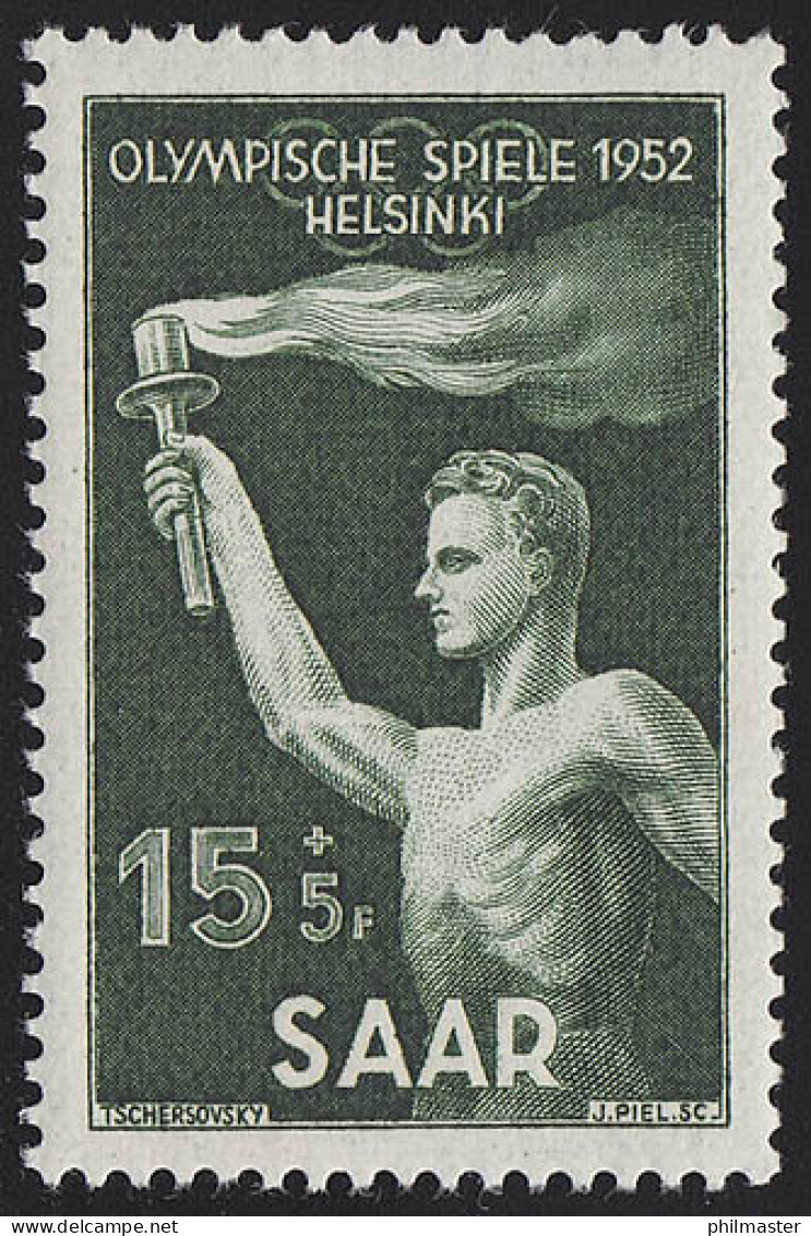 Saarland 314 Olympiade Helsinki 15 Fr 1951, ** Postfrisch - Ongebruikt