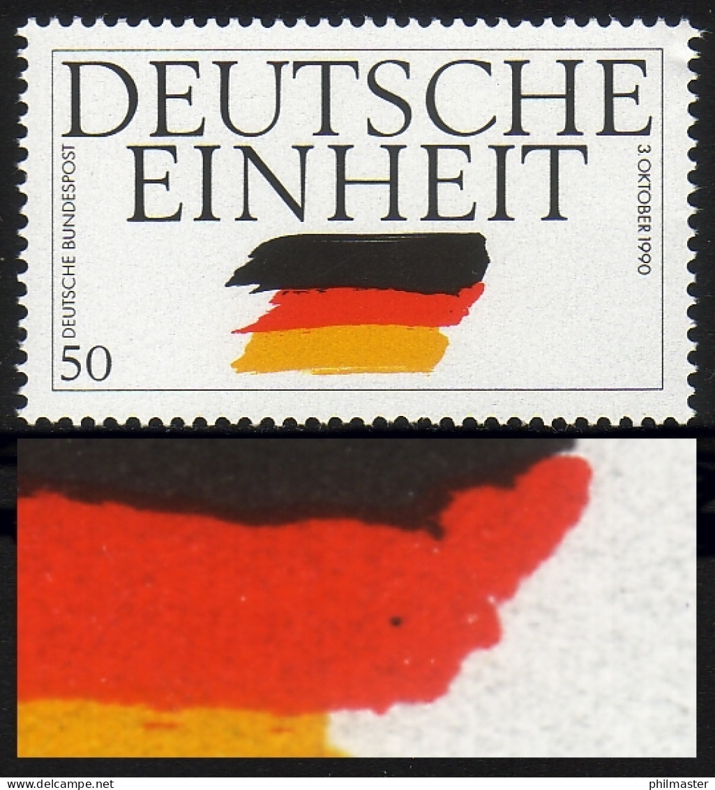 1477 Einheit 50 Pf, PLF Punkt Im Rot Der Fahne, F.37 ** - Abarten Und Kuriositäten
