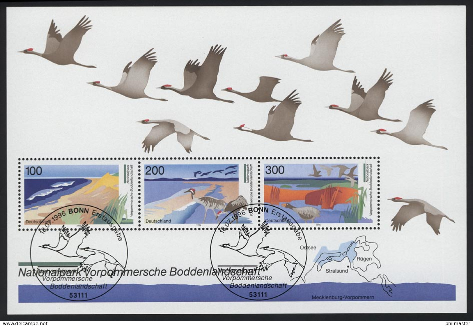 Block 36 Nationalpark Boddenlandschaft 1996, ESSt Bonn - Used Stamps