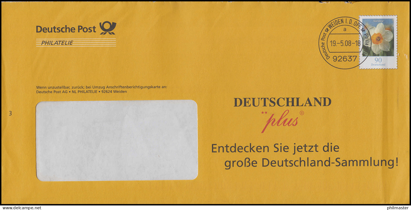 Plusbrief F 318 Narzisse Deutschland Plus Deutschland-Sammlung WEIDEN 19.5.2008 - Enveloppes - Neuves