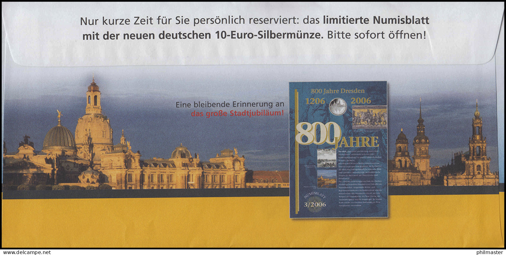 Plusbrief F 160 Frauenkirche+Dahlie: Werbung 10-Euro-Silbermünze WEIDEN 18.9.06 - Covers - Mint