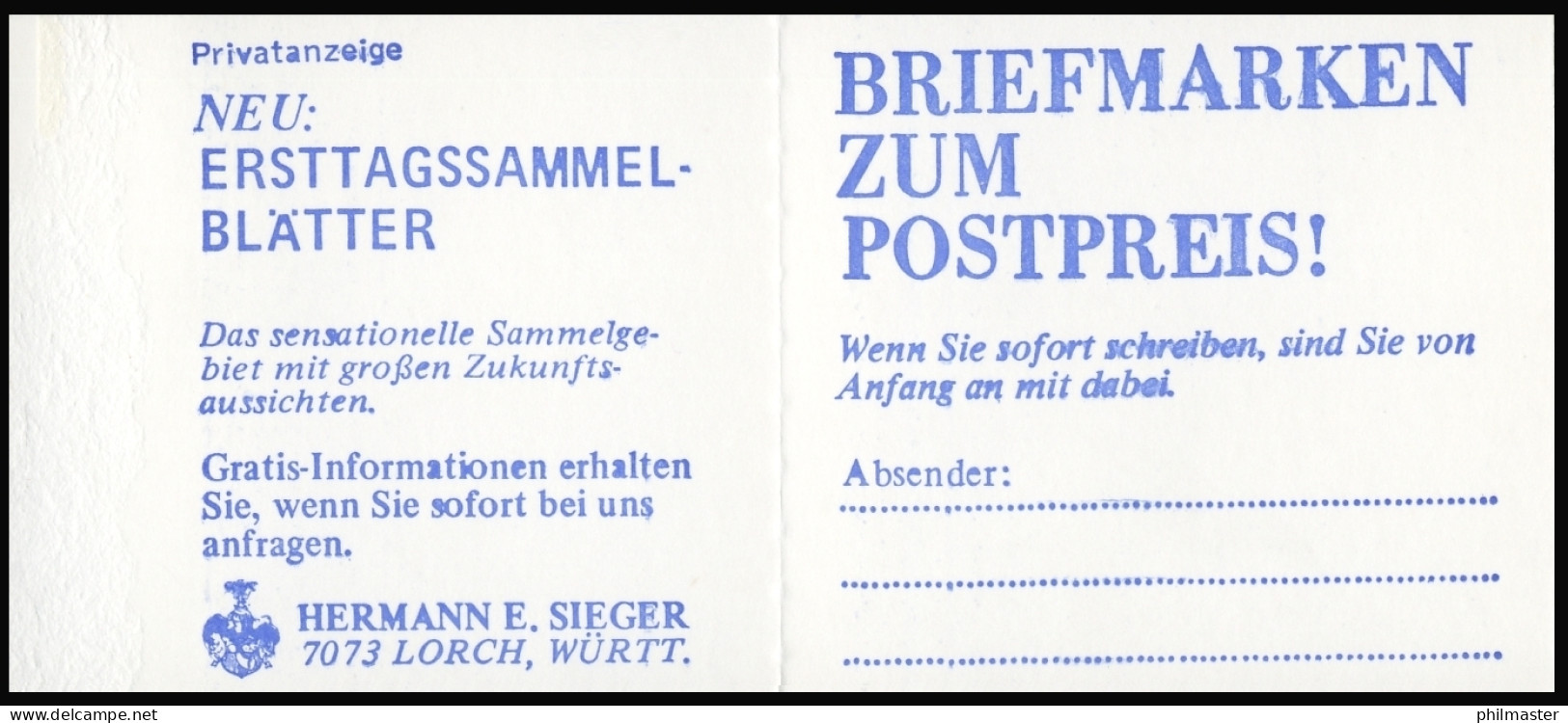 11ec MH BuS 1980, Kleines T, Mit PLF XXV B ** - Booklets