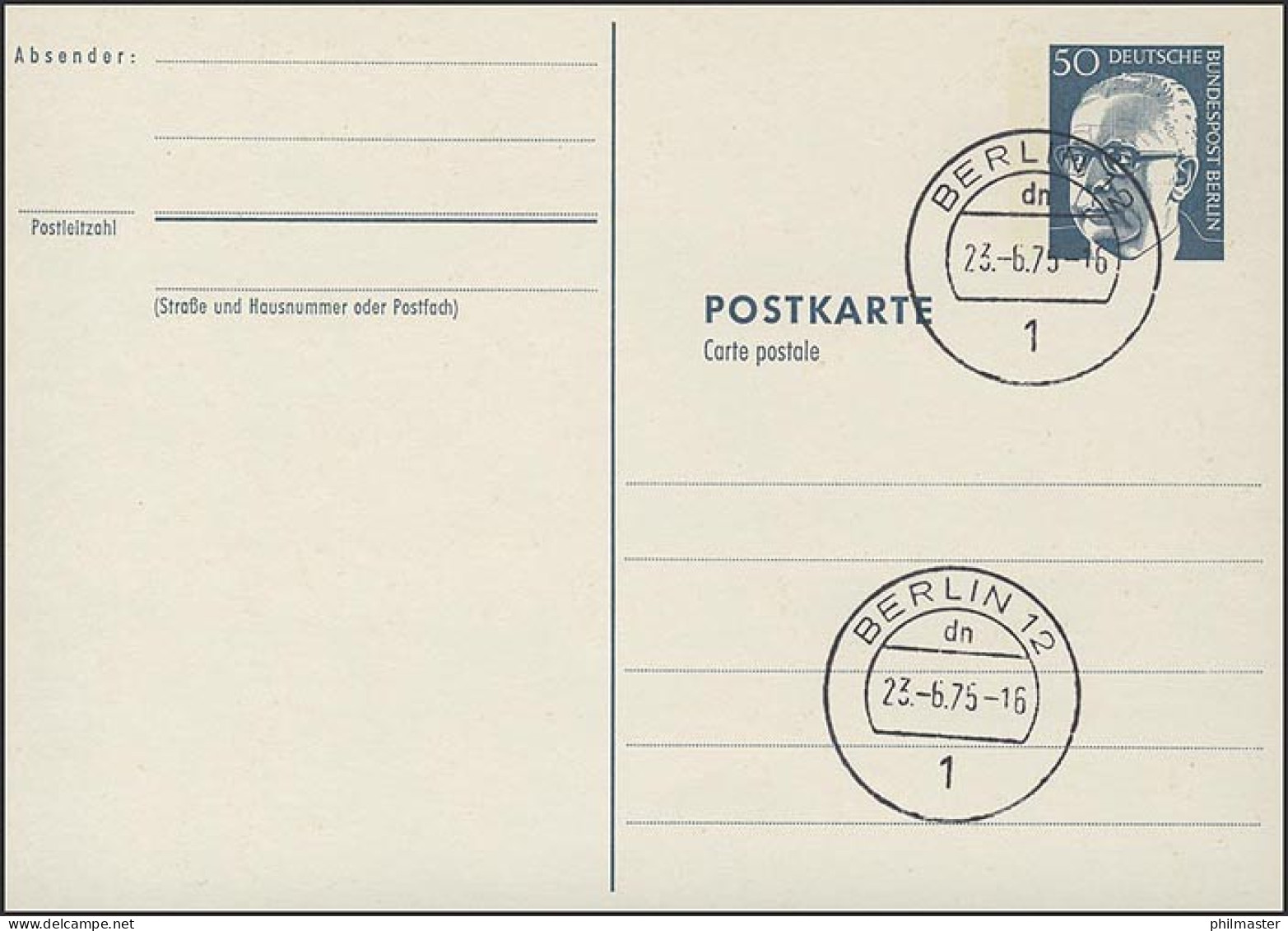 P 85b - Heinemann 50 Pf, Weiß, Mit VS-O Berlin - Other & Unclassified