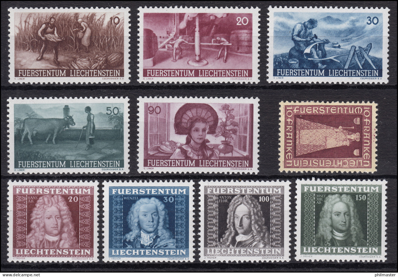 192-201 Liechtenstein-Jahrgang 1941 (10 Marken) Komplett, Postfrisch ** - Neufs
