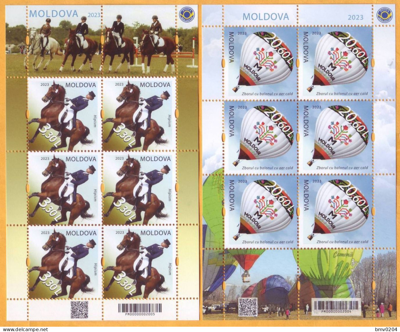 2023  Moldova  „Sport”  Horse racing, Hot Air Balloon Flight  2 Sheets  Mint - Moldavie