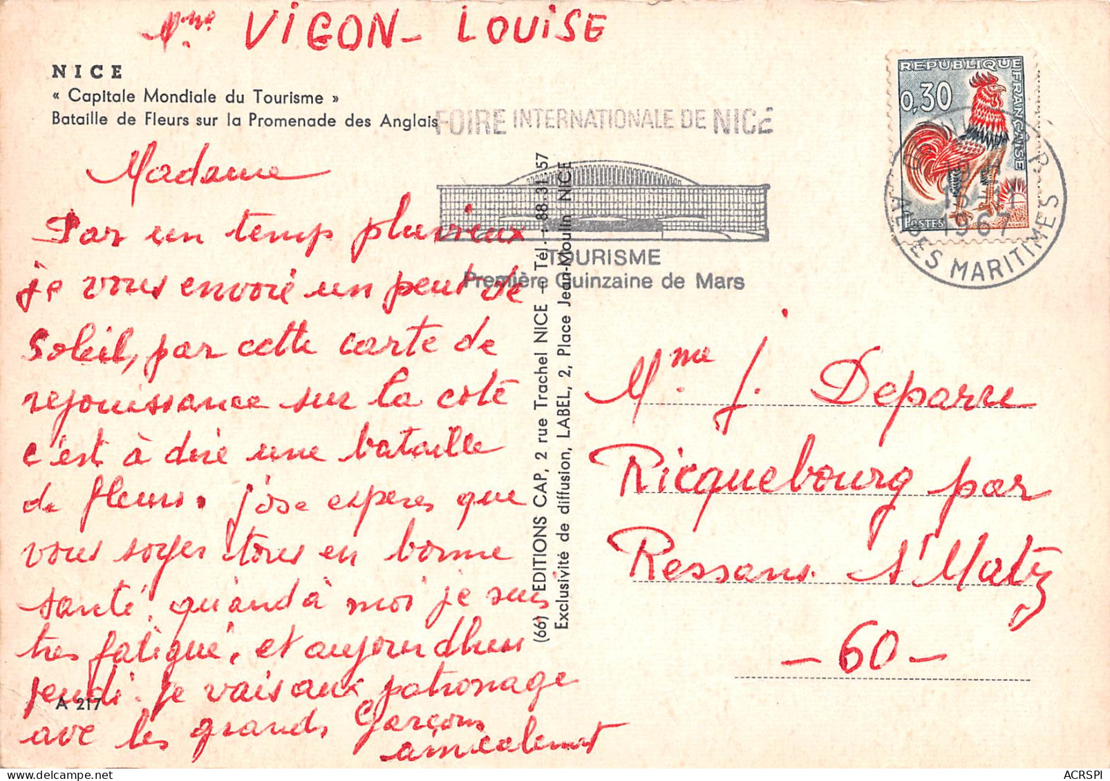 NICE BAIE DES ANGES  Bataille De Fleurs  6 (scan Recto Verso)ME2692TER - Maritiem Transport - Haven