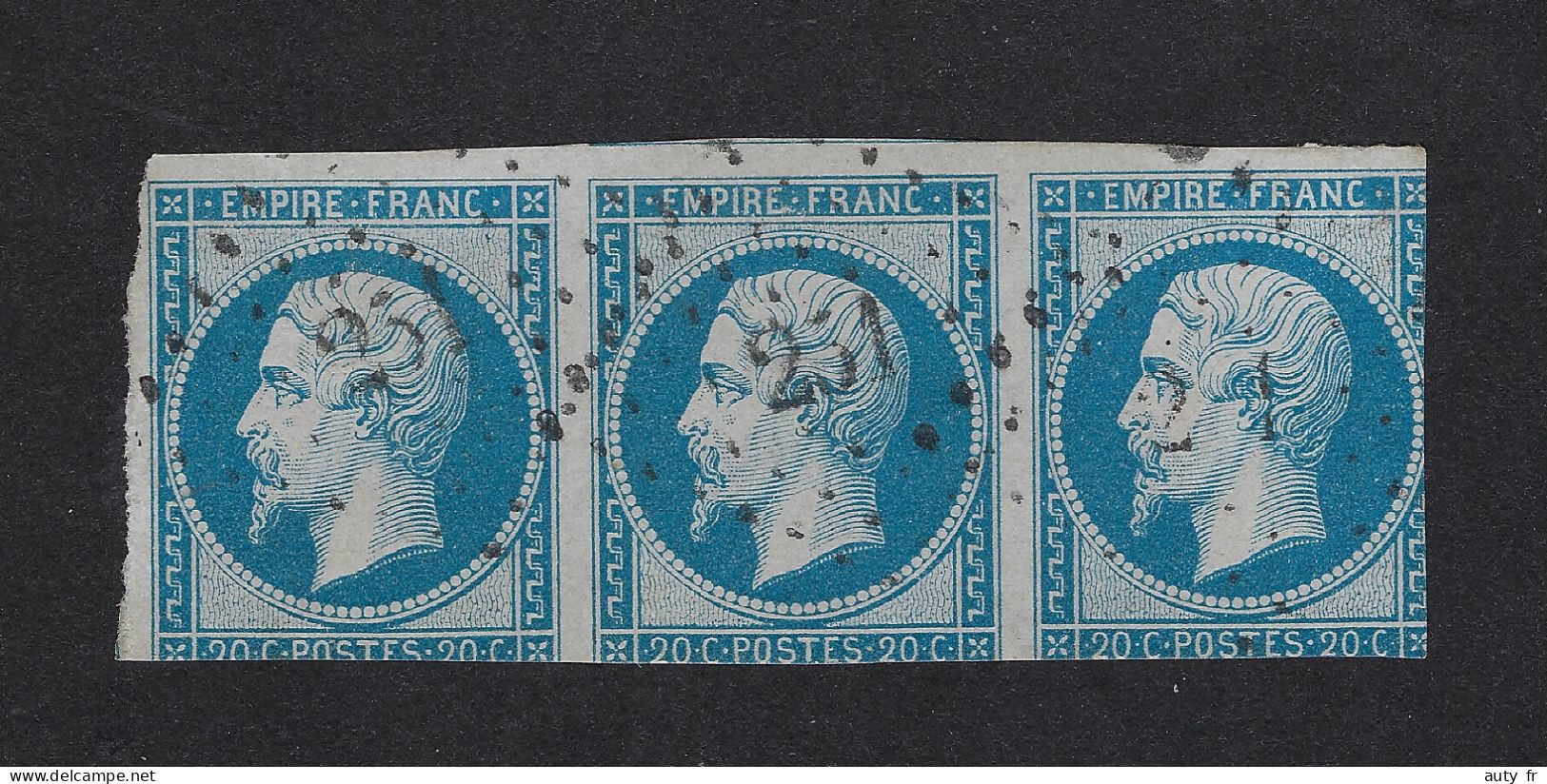 Bande De 3 - Napoléon III 20 C. N°14B - Petits Chiffres 251 Barbezieux - 1853-1860 Napoléon III