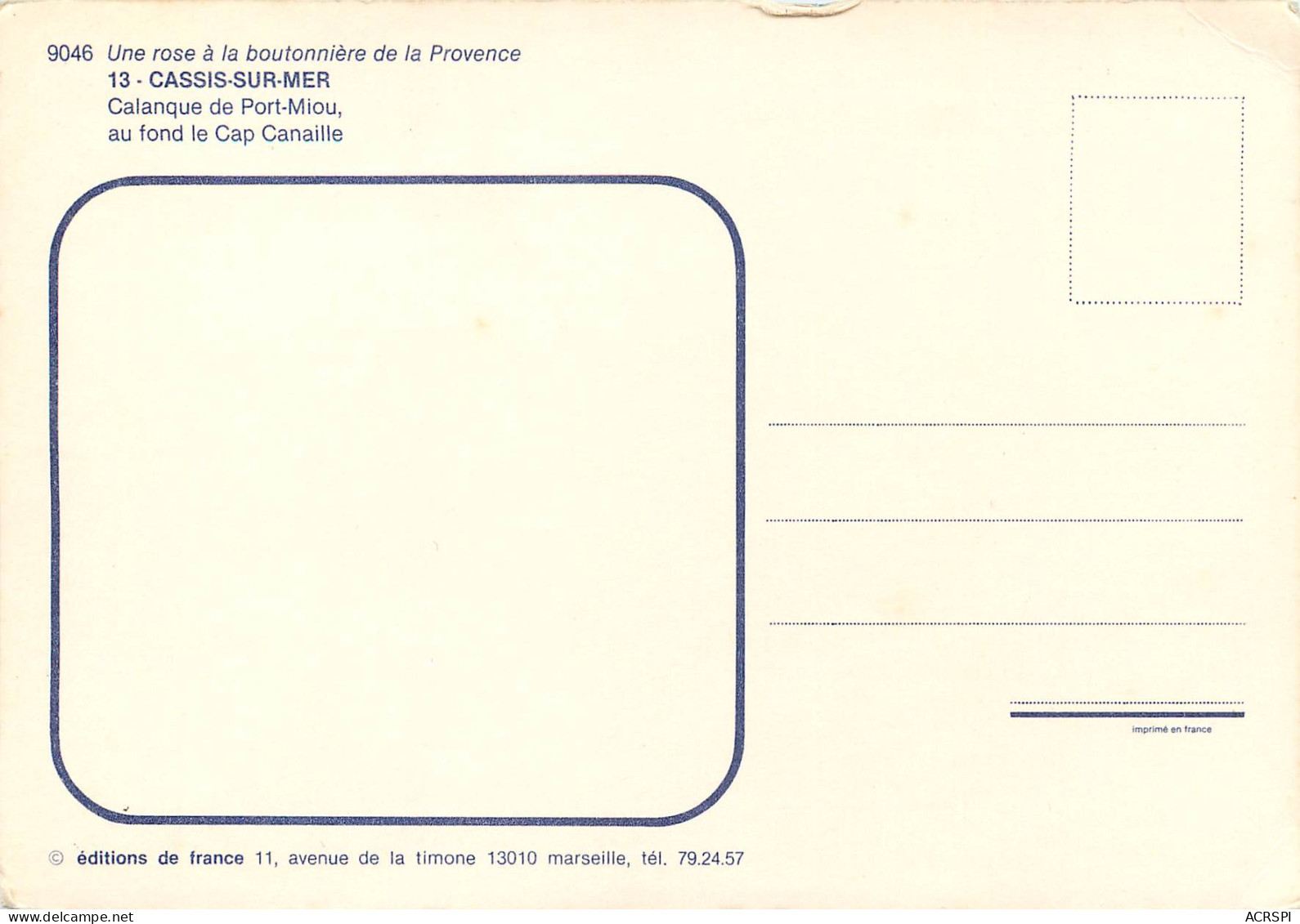 CASSIS SUR MER Calanque De Port_miou Au Fond Le Cap Canaille1 (scan Recto Verso)ME2694 - Cassis