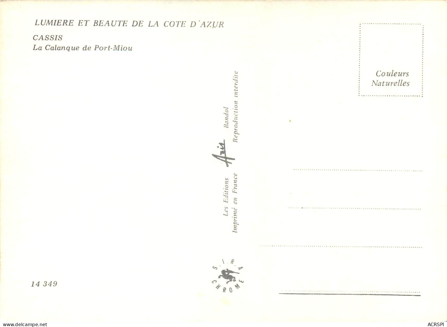 CASSIS La Calanque De  Port_miou3 (scan Recto Verso)ME2694 - Cassis